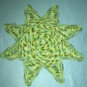 CROCHETED star shape doily handmade different shades of greens size 26 diameter